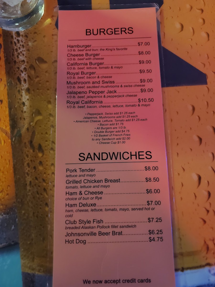 Royal Bar Menu - Image 1